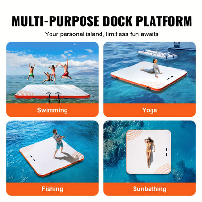 Drijvend Dock – Drijvend Platform – Opblaasbaar Platform – Waterplatform – Zwemplatform – 3,05 x 3,05 Meter – Duurzaam PVC Met Ladder