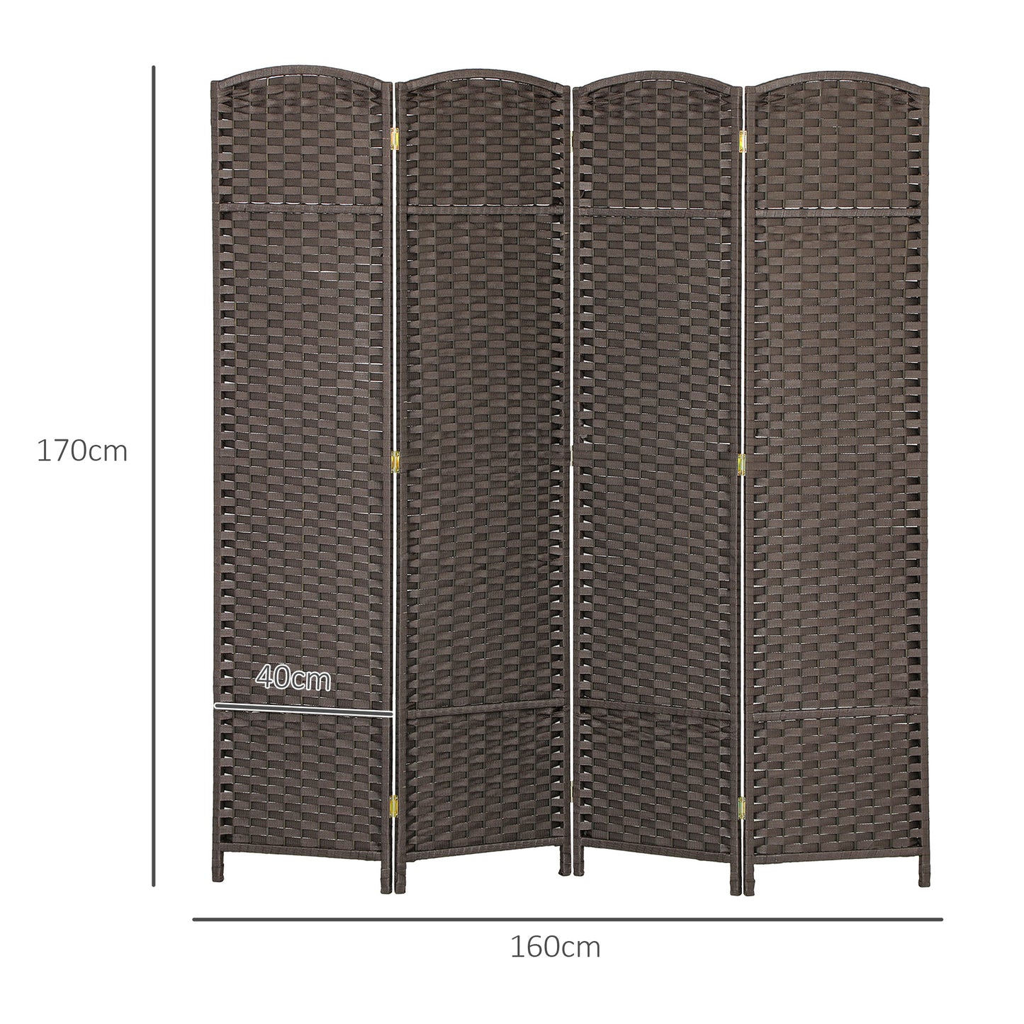 Kamerscherm – Room Divider – Scheidingswand – Privacy Scherm – Ruimteverdelers – Bruin – Vierdelig – Opvouwbaar – Lichtgewicht – Hoogte 150 cm