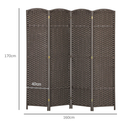 Kamerscherm – Room Divider – Scheidingswand – Privacy Scherm – Ruimteverdelers – Bruin – Vierdelig – Opvouwbaar – Lichtgewicht – Hoogte 150 cm