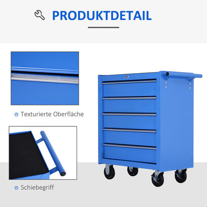 Gereedschapswagen – Werkplaatswagen – Gereedschapskar – Tool Trolley – Werkbank – Industrieel Legeringsstaal – 5 Afsluitbare Lades