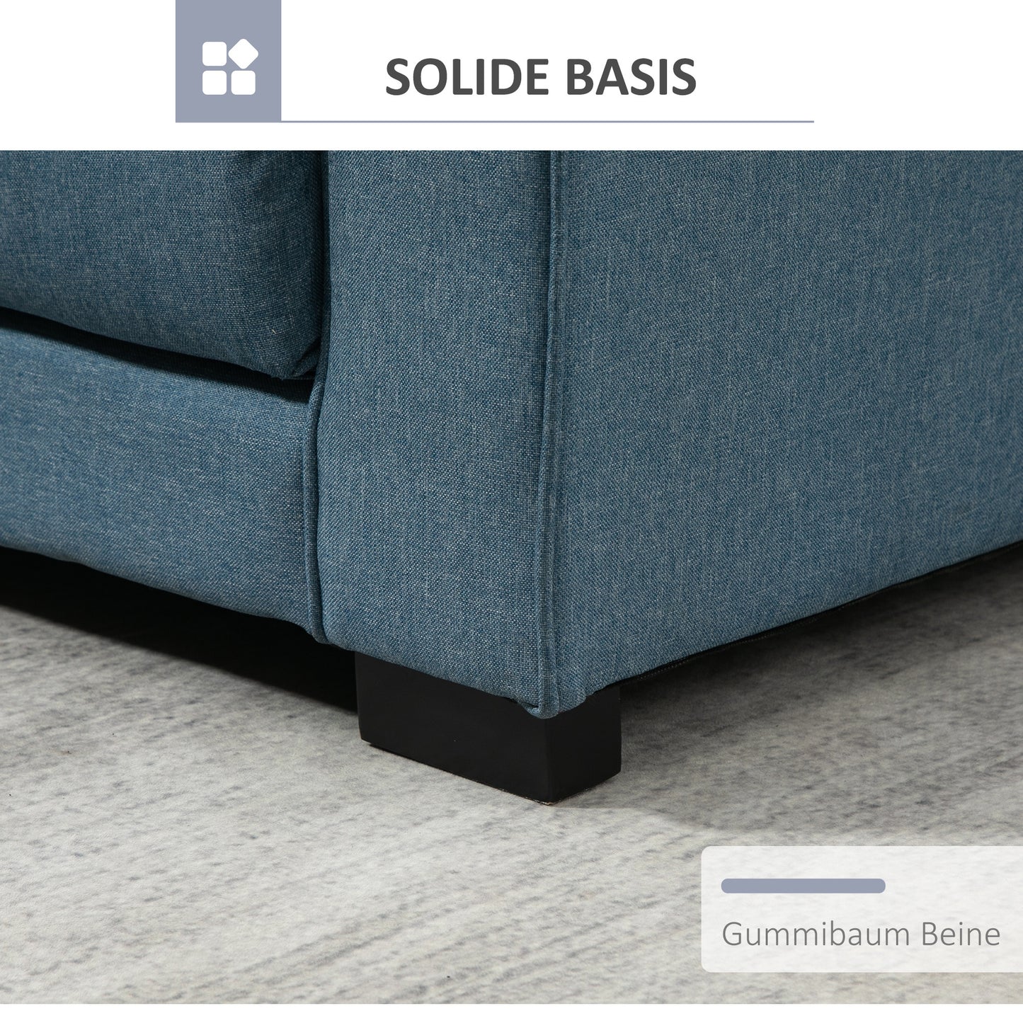 Slaapbank – Bedbank – Logeerbed – Uitklapbank – Sofa – Linnen Look – Massief Rubberhout – 147,5x75x85 cm – 2-Zits – Grijs