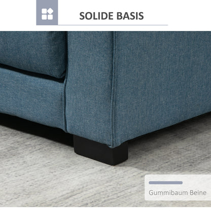 Slaapbank – Bedbank – Logeerbed – Uitklapbank – Sofa – Linnen Look – Massief Rubberhout – 147,5x75x85 cm – 2-Zits – Grijs