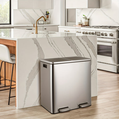 Afvalbak Keuken – Vuilnisbak – Prullenbak – Afvalemmer – Sorteerbak – RVS 60 Liter – Soft-Close Deksel