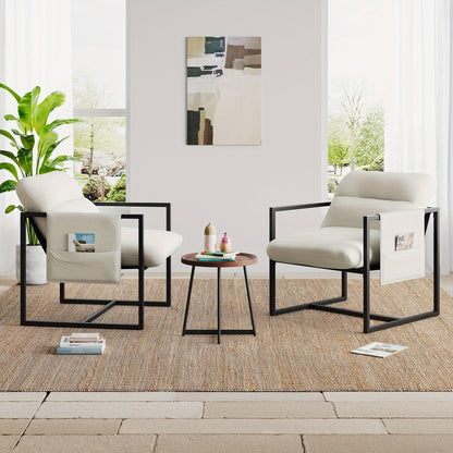 Sherpa Fauteuil – Relaxstoel – Zithoekstoel – Armstoel – Accentstoel – Beige Kleur – Metalen Frame – Zacht Sherpa Stof – Ergonomisch Ontwerp