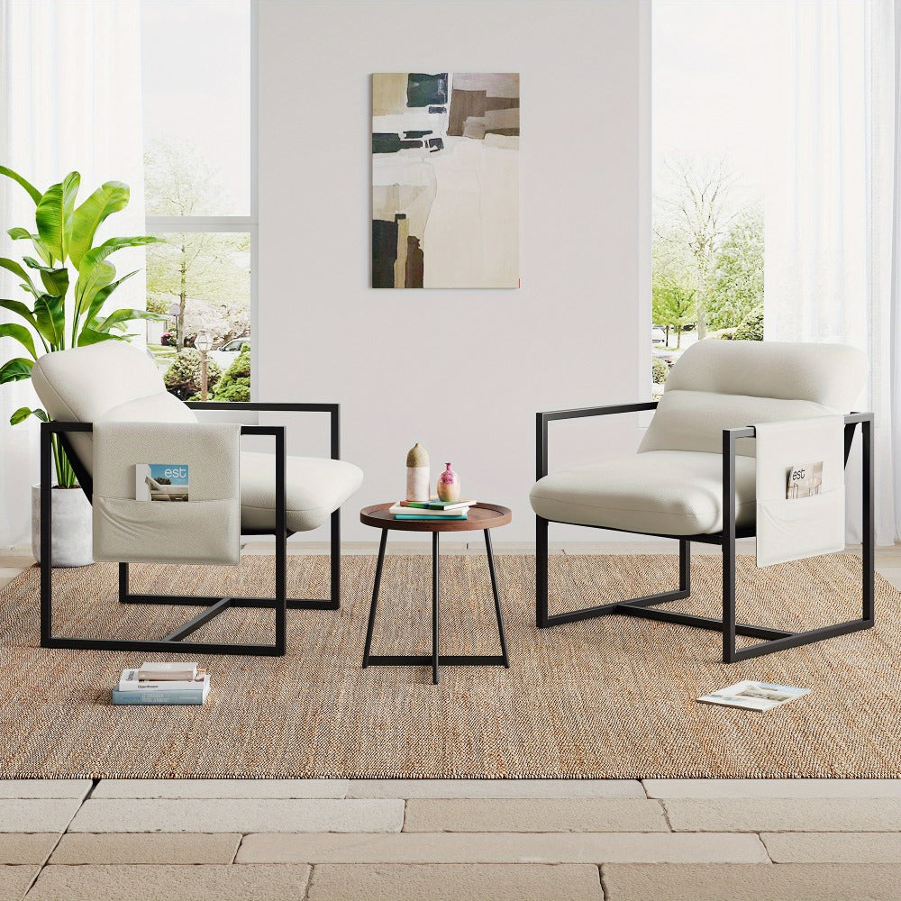 Fauteuil – Armstoel – Lounge Stoel – Accentstoel – Relaxfauteuil – Sherpa Bekleding – Metalen Frame – Comfortabel – 65x78x80 cm