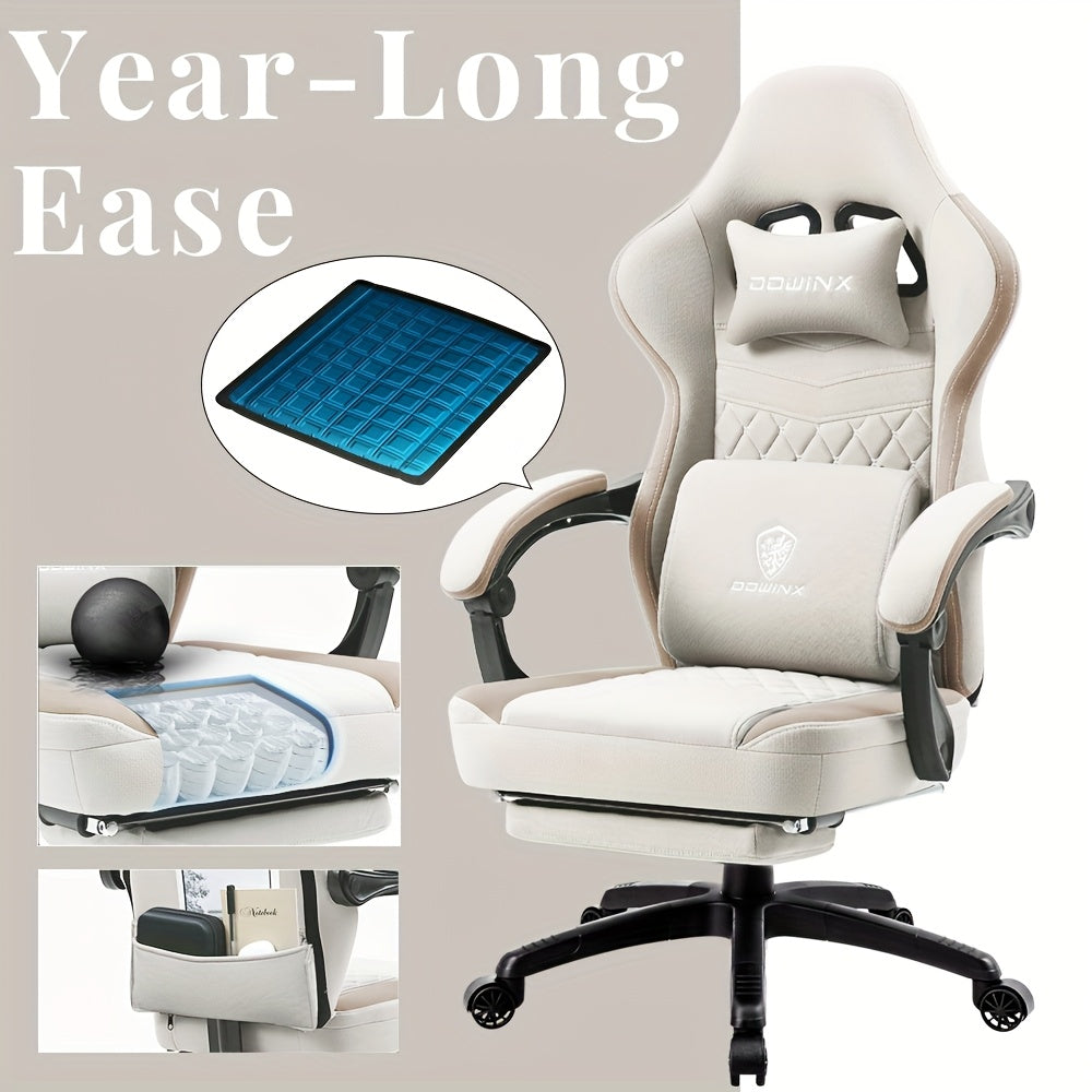 Schommelstoel – Witte Stoel – Relaxstoel – Schommelzetel – Lounge Stoel – Verstelbaar Met Handgreep – Memory Foam Vulling