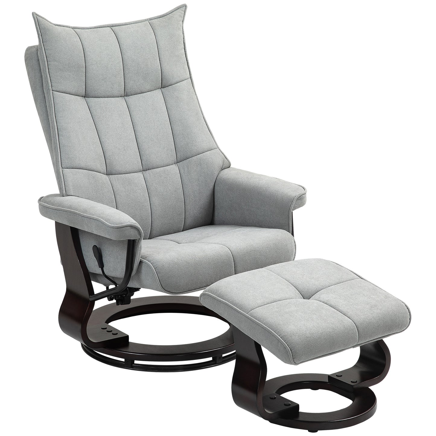 Relaxfauteuil – Relaxstoel – Lounge Chair – Draaifauteuil – Zithoekstoel – Grijs Kunstleer – Verstelbare Rugleuning – Draaibaar Design 360°