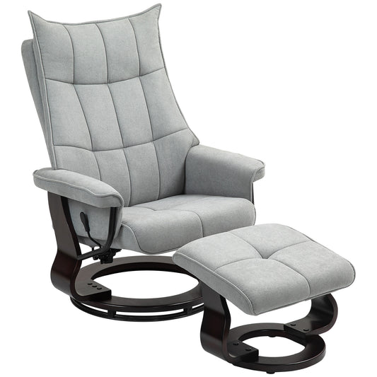Relaxfauteuil – Relaxstoel – Lounge Chair – Draaifauteuil – Zithoekstoel – Grijs Kunstleer – Verstelbare Rugleuning – Draaibaar Design 360°