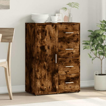 Sideboard Smoked Oak 60X31X84 Cm Wood-Based Material/Side Table/Storage Cabinet/Telephone Table/Cabinet/Storage Box. This Cabinet Offers Ample Storage Space And Can Neatly Store Various Everyday Items to Maintain Order in You
