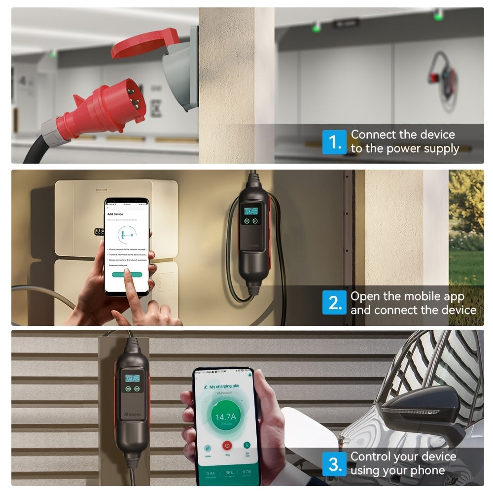 Elektrische Autooplader – EV Oplader – Mobiele Lader – Type 2 Charger – Draagbare Laadkabel – 22kW Vermogen – 32A Instelbaar