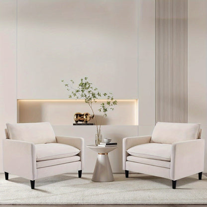 Lounge Stoel – Fauteuil – Relaxstoel – Loungestoel – Woonkamerstoel – Hoogwaardig Traagschuim – Stevig Houten Frame – Beige