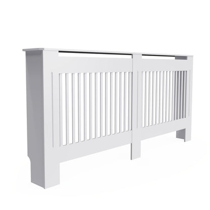 Radiatorombouw – Radiatorkast – Verwarmingsdeksel – Radiatorbekleding – Radiatorafdekking – Wit Houten Design – 100 cm Hoog – 3,2 Cu Ft Opbergruimte – Ventilerend Lamellenpatroon