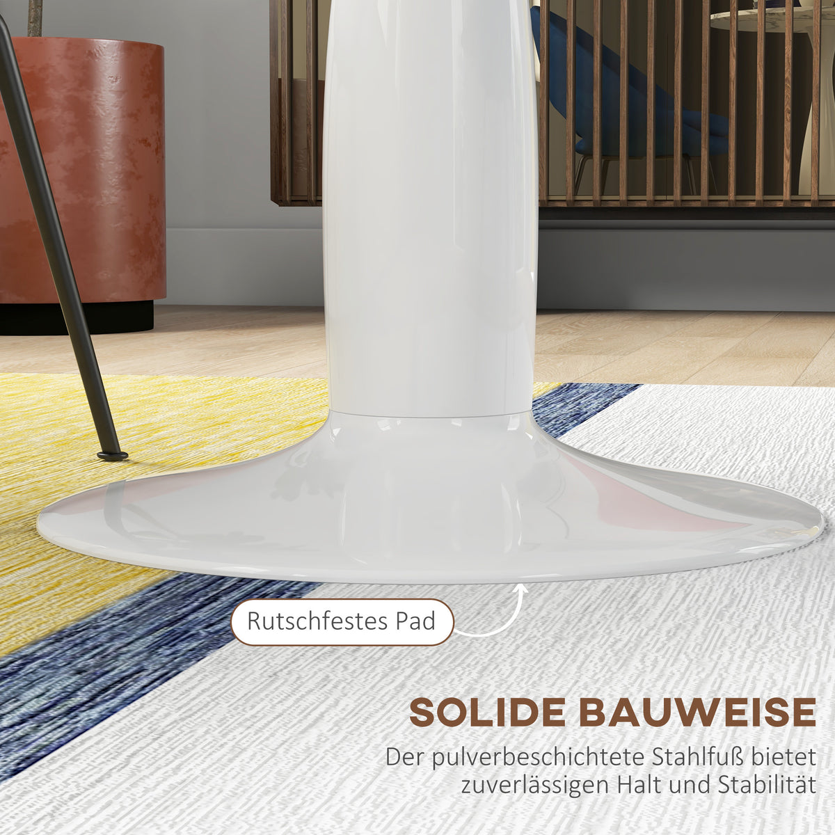 Ronde Eettafel – Ronde Tafel – Eetkamertafel – Witte Tafel – Compacte Tafel – Gepoedercoat Stalen Frame – Melamine Blad – Antislipvoetjes – 70 x 74 cm – Wit
