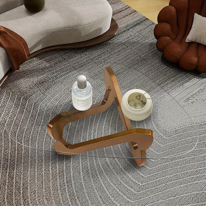 Triangle Salontafel – Salontafel Driehoek – Woonkamertafel – Koffietafel – Bijzettafel – Mid-Century Modern – Walnootkleurig Frame – Krasbestendig Gehard Glas – Eenvoudige Montage – Compact Ontwerp