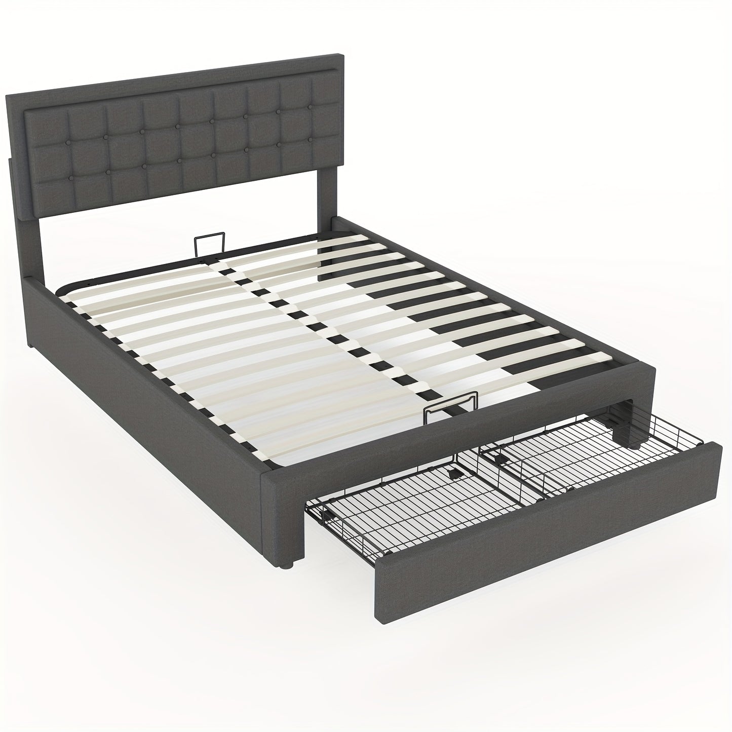 Bedframe – Tweepersoonsbed – Gestoffeerd Bed – Opbergbed – Slaapbank – 140x200 cm – Hydraulische Lift – Ruime Onderbedlade