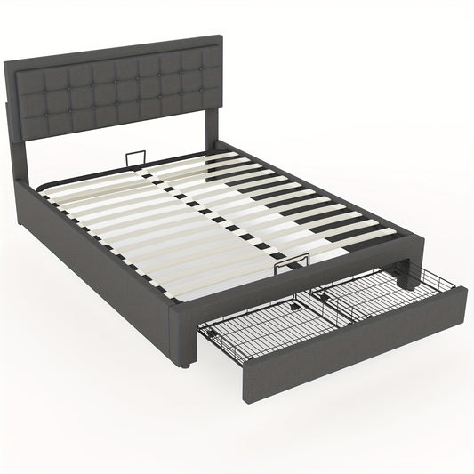 Bedframe – Tweepersoonsbed – Gestoffeerd Bed – Opbergbed – Slaapbank – 140x200 cm – Hydraulische Lift – Ruime Onderbedlade