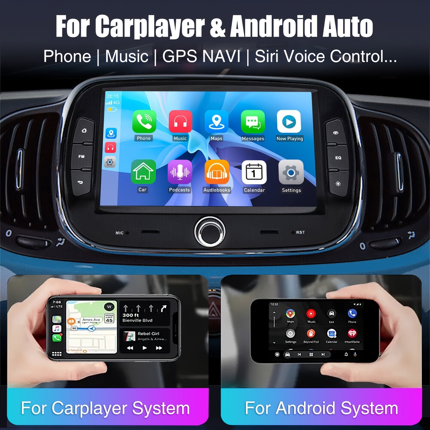 Android 14 Autoradio – Carplay Radio – Multimedia Speler – 2 DIN Stereo – Touchscreen Navigatie – DAB+ Digitale Radio – Achteruitrijcamera Inclusief – 7 Inch IPS Scherm