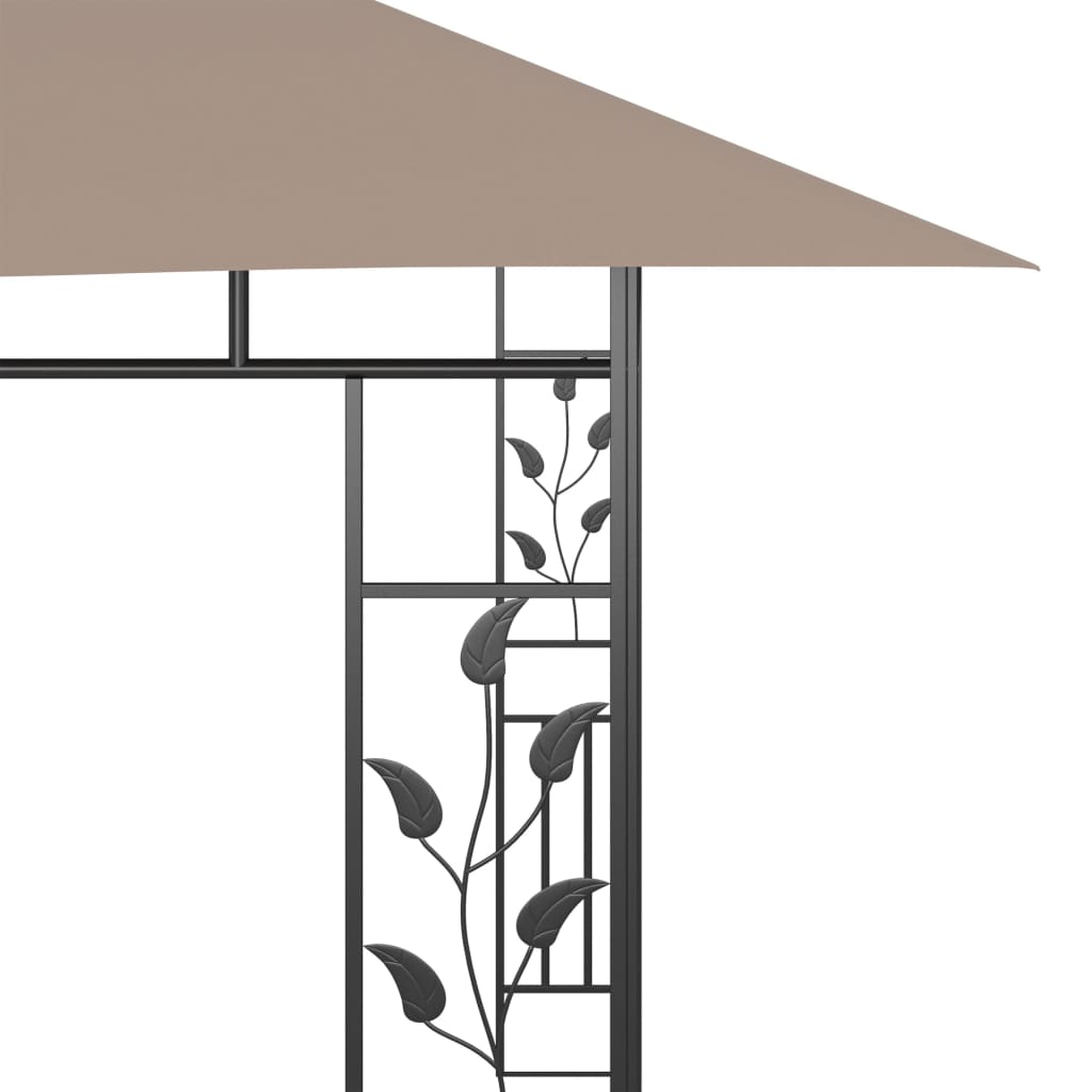 Tuinluifel – Zonnescherm – Pergola – Overkapping – Prieel – Taupe 4x3x2,73 Meter – Stevig Metalen Frame – Inclusief Muggenhorren en Lichtslingers