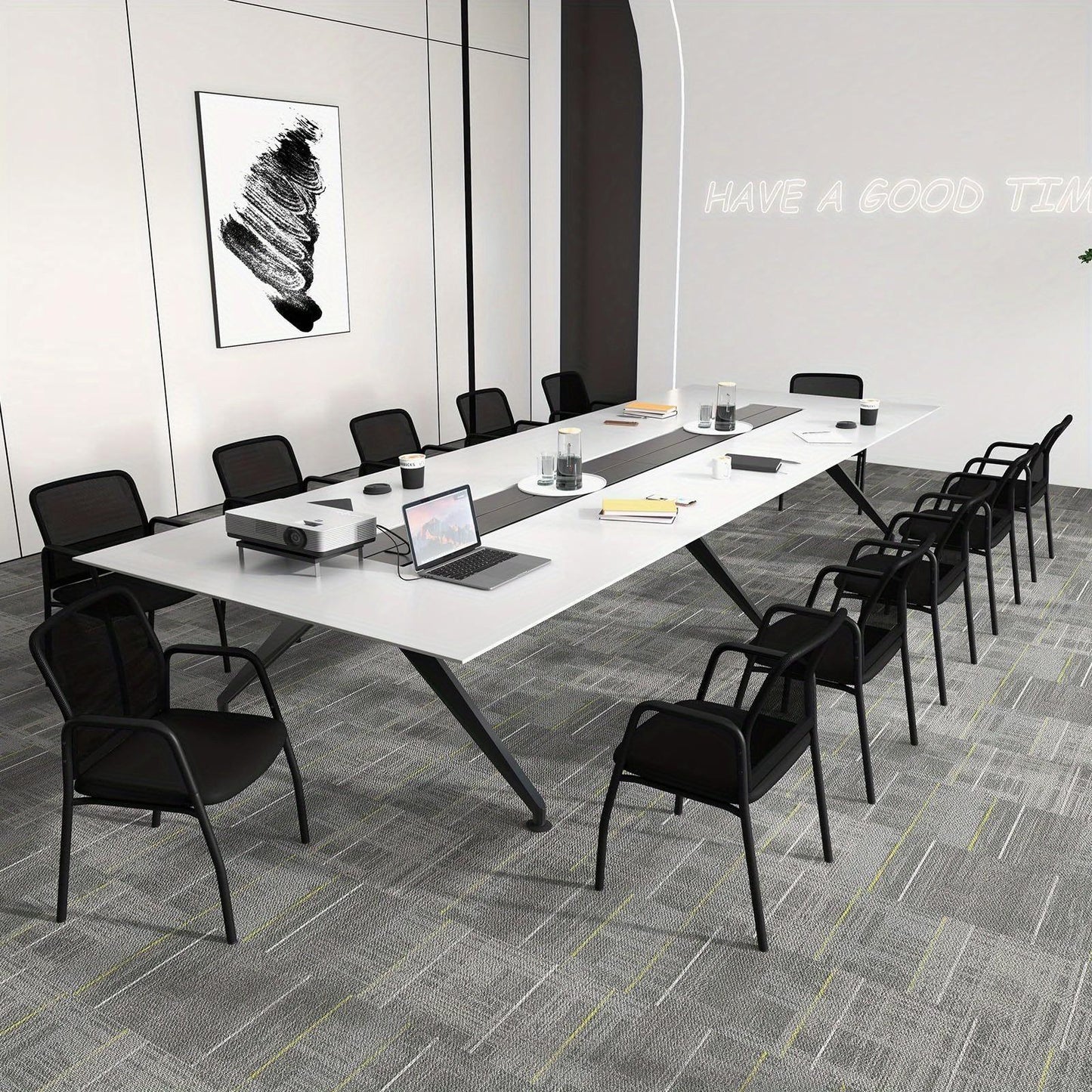 Wachtkamerstoelen – Stoelen – Zitplaatsen – Vergaderstoelen – Kantoorstoelen – Ademend Mesh – Stevig Metalen Frame – Set Van 2 – Zwart