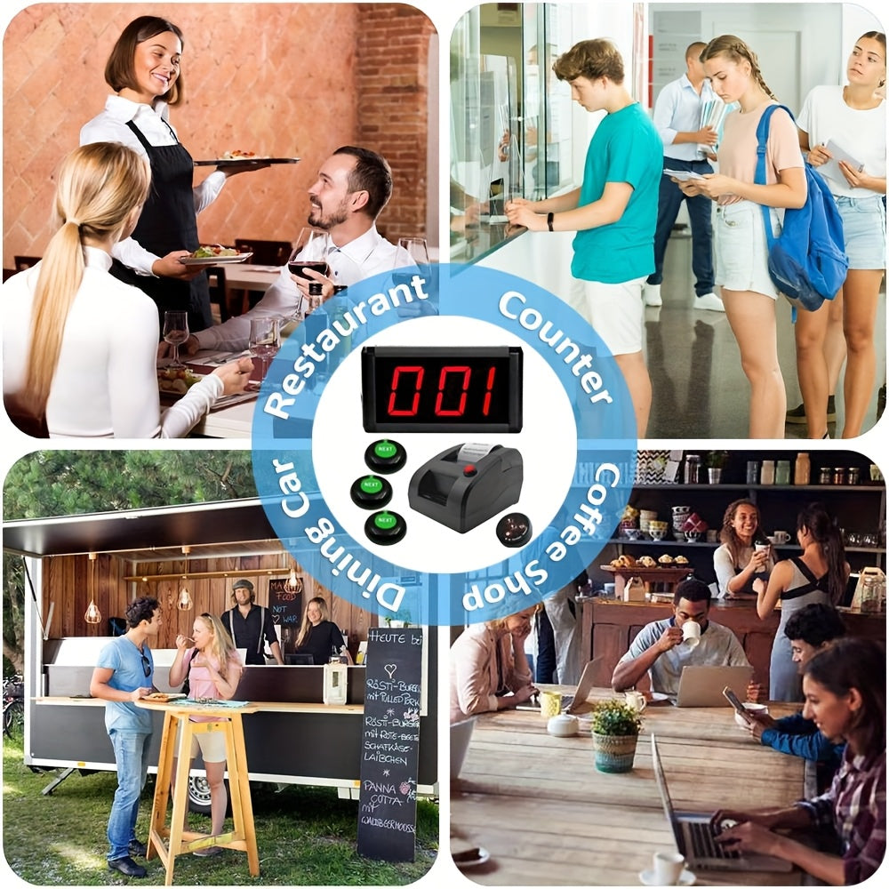 Take A Number Systeem – Wachtrijsysteem – Nummerdisplay – Ticketprinter – Draadloos Oproepsysteem – Met Geheugenfunctie Bij Stroomuitval – Inclusief 3 Next Call Knoppen En Afstandsbediening