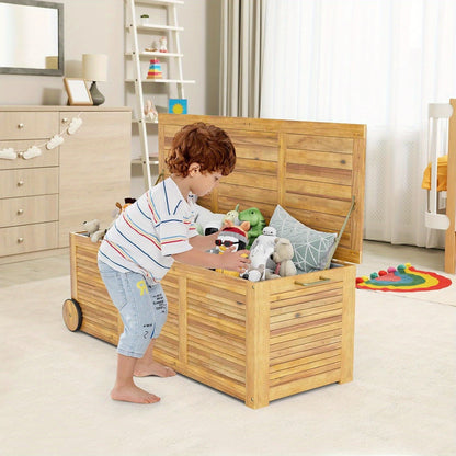 Opbergkist Tuin – Tuinbox – Opbergbox – Tuinkussenbox – Opbergkast – Acaciahout – Met Wielen En Handvat – Waterafstotende Binnenzak – 127x51x46 cm – Duurzaam Hout