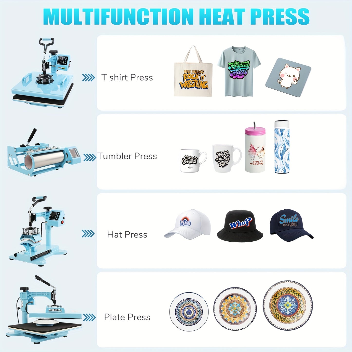 Warmtepers – Hittepers – Transferpers – Drukpers – Warmte Persmachine – 38,1x38,1 cm – 360° Draaibare Arm – RVS Behuizing