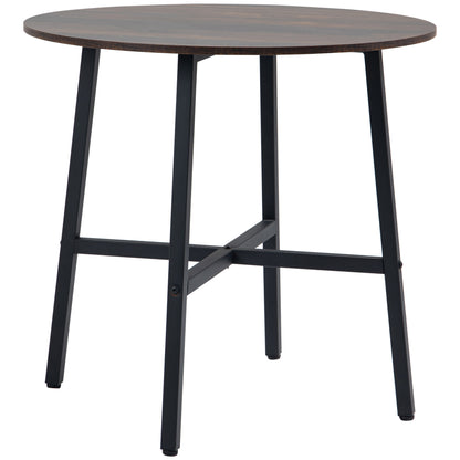 Eettafel – Keukentafel – Grote Tafel – Industriële Tafel – Rustieke Tafel – Ø80 cm – Met Metalen Poten & Afgeronde Randen