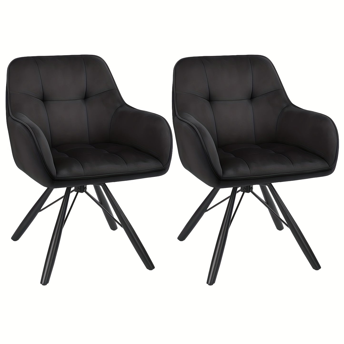 Draaibare Eetkamerstoel – Fluwelen Zitting – 360° Swivel – Grijs/Zwart
