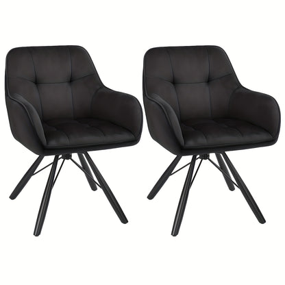 Draaibare Eetkamerstoel – Fluwelen Zitting – 360° Swivel – Grijs/Zwart