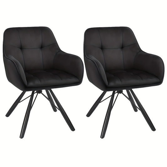 Draaibare Eetkamerstoel – Fluwelen Zitting – 360° Swivel – Grijs/Zwart