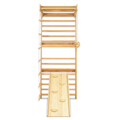 Klimrek – Klimframe – Speeltoestel – Turnrek – Gymnastiekrek – 6-in-1 Multifunctioneel Design – Hoogwaardig Houten Frame 215x82x6 cm