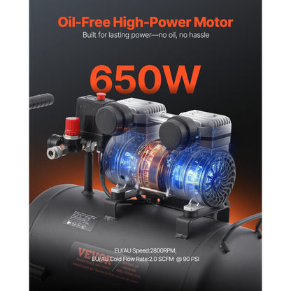 Luchtcompressor – Compressor – Air Compressor – Olievrije Compressor – Mobiele Compressor – Compact Design – 8 Gallon Tank – 90 PSI Druk