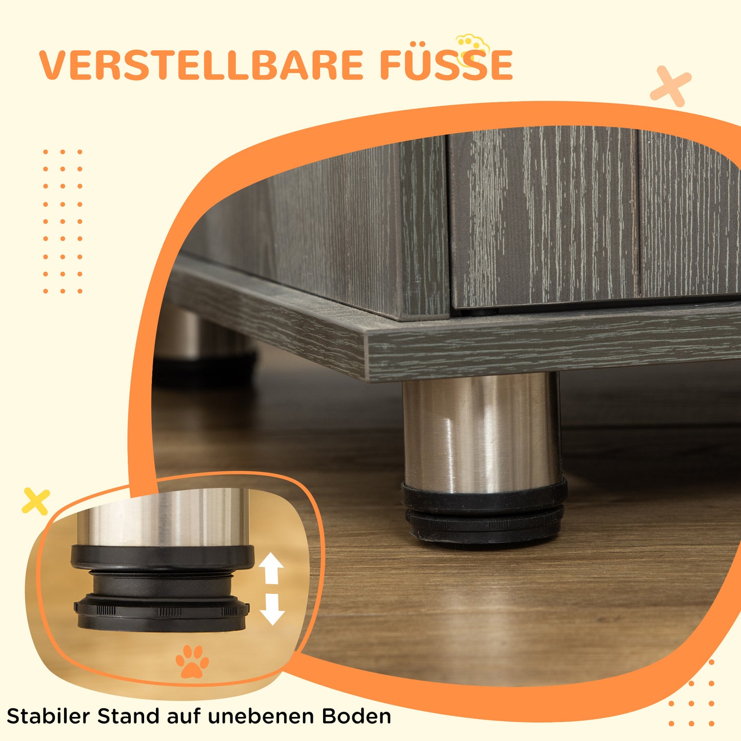 Hondenbench – Hondenkooi – Hondenkennel – Reismand – Dierenkooi – Met Magneetdeur – Verstelbare Voeten – 85x55x75 cm – Grijs