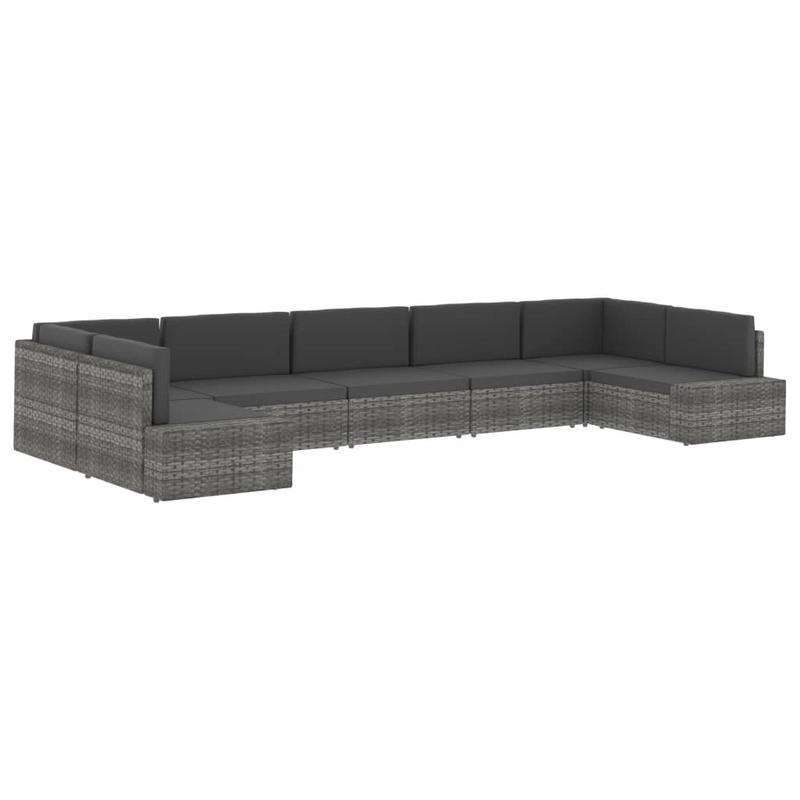 Loungebank Buiten – Loungeset Tuinbank – Buitenbank Modulaire Sofa – Allweather Bank Grijs – Weerbestendig Gevlochten Kunststof – Comfortabele Kussens Afneembaar