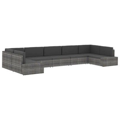 Loungebank Buiten – Loungeset Tuinbank – Buitenbank Modulaire Sofa – Allweather Bank Grijs – Weerbestendig Gevlochten Kunststof – Comfortabele Kussens Afneembaar
