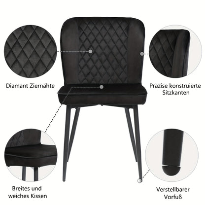 Eettafel Set – Eethoek – Keukentafel – Eetkamer Set – Stoelenset – Compact Rond MDF Tafelblad – Gouden Metalen Tafelpoten – Velvet Gestoffeerde Stoelen – Geschikt Voor 2 Personen