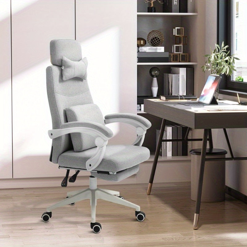 Bureaustoel – Bureaustoel met Wielen – Gaming Stoel – Desk Chair – Ergonomische Bureaustoel Grijs – Hoge Rugleuning – Verstelbare Zithoogte
