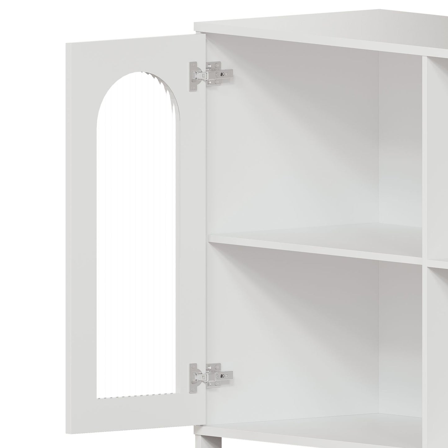 Moderne Sideboard Kast – Opbergkast – Buffetkast – Dressoir – Accentkast – Wit – Hardhout en Metaal – Compact & Stevig