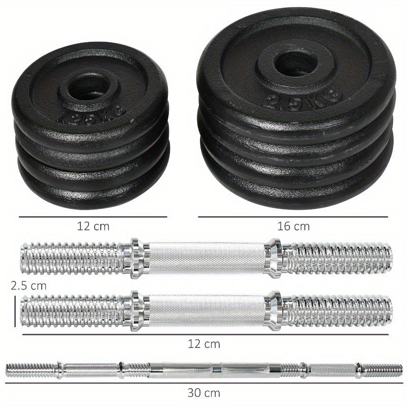 Adjustable Dumbbell Set – Verstelbare Halterset – Dumbbells – Barbell – Gewichtenset – 20kg Zwaar – Roestvrijstalen Stang – Anti-Slip – Duurzaam Gietijzer – Voor Thuis Fitness