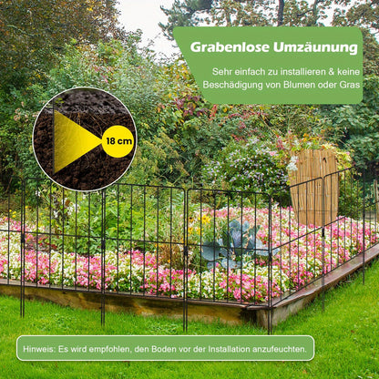 tuinhek – tuinafscheiding – tuinomheining – perkhek – dierenafscheiding – 25-delige set – roestvrij staal – 8,23 meter totaal lengte