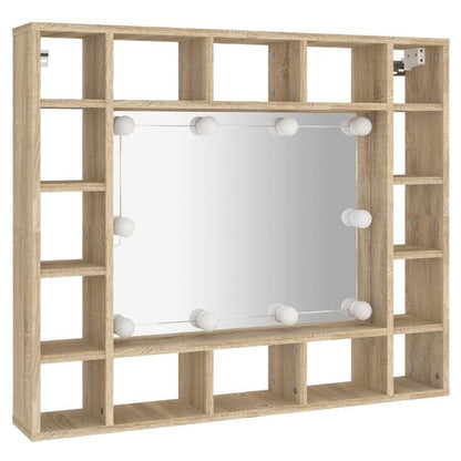 Badkamerspiegelkast – Spiegelkast – Medicijnkast – Wandkast – Badkamerkast – Ruimtebesparend Ontwerp – Sonoma Eikenfineer Met Heldere Glazen Deuren 91x15x76,5 cm