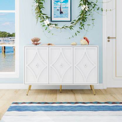 Tv-meubel – TV-kast – Televisiekast – Dressoir – Media Meubel – Met Deuren En Lades – Rattan Accenten – Landelijke Stijl – Veel Opbergruimte – Wit
