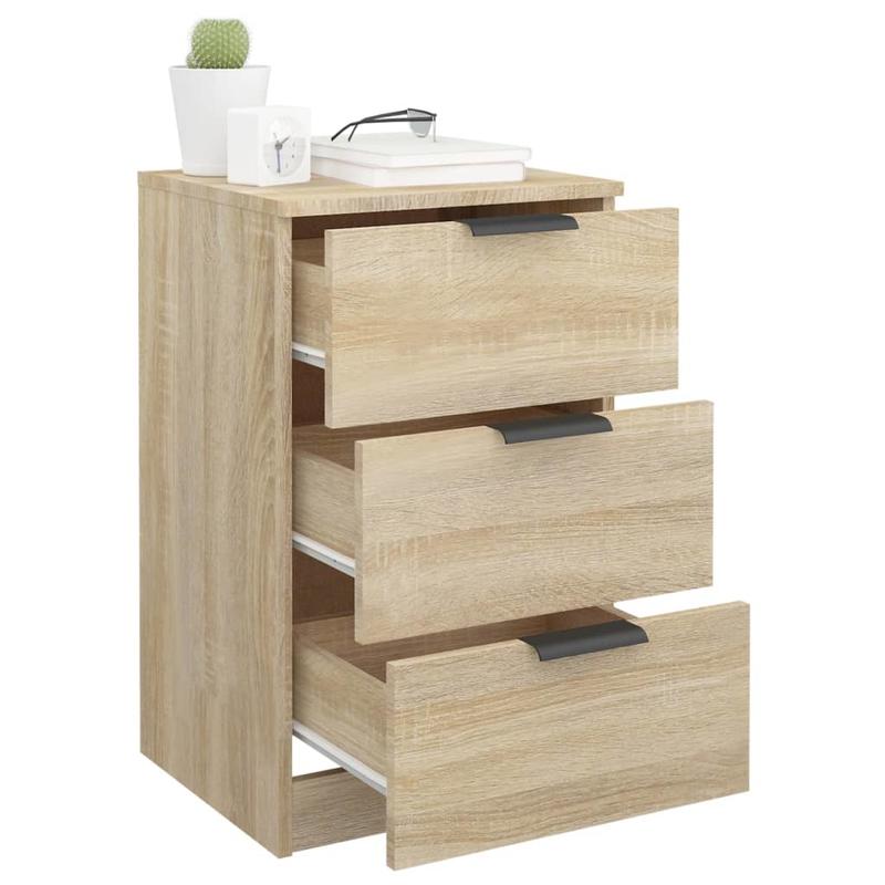 Modern Minimalist Bedside Table with 3-Drawer Storage - Sonoma Oak Finish, Light & Brown Tones, Space-Saving Design, Easy Assembly, Compact Nightstand for Small Spaces, Sturdy Hardwood Construction, 68.58cm Height, 101.6cm Wi