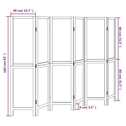 Modern 6-Panel Wooden Divider Environment - Brown Dark Solid Paulownia Wood, Removable & Reusable Indoor/Outdoor Room Divider for Living Room, Bedroom, Office, Kitchen, Dining Room, Patio, Balcony, Partition, Versatile Divide