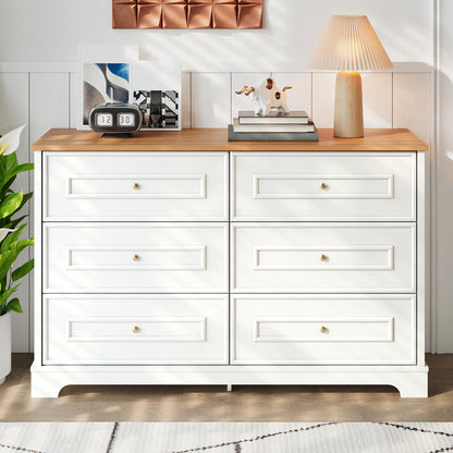 Modern Minimalist 6-Drawer with Smooth Doors/Drawers - Compact Contemporary Sideboard Suitable for Living Room, Dining Room, Hallway - Space-Saving Furniture