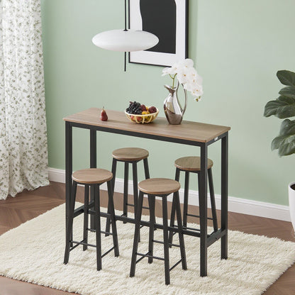 Eettafelset – Bar Tafelset – Keukentafel – Bistroset – Stoelenset – Compact en Ruimtebesparend – MDF Tafelblad en Zwart Stalen Frame
