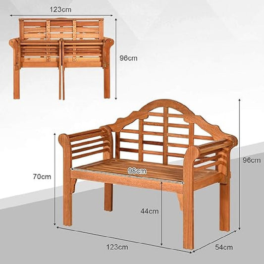 Houten Tuinbank – Tuinmeubel – Buitenbank – Klapbank – Balkonbank – Acaciahouten Bank – Inklapbaar & Weerbestendig – Comfortabele Armleuningen