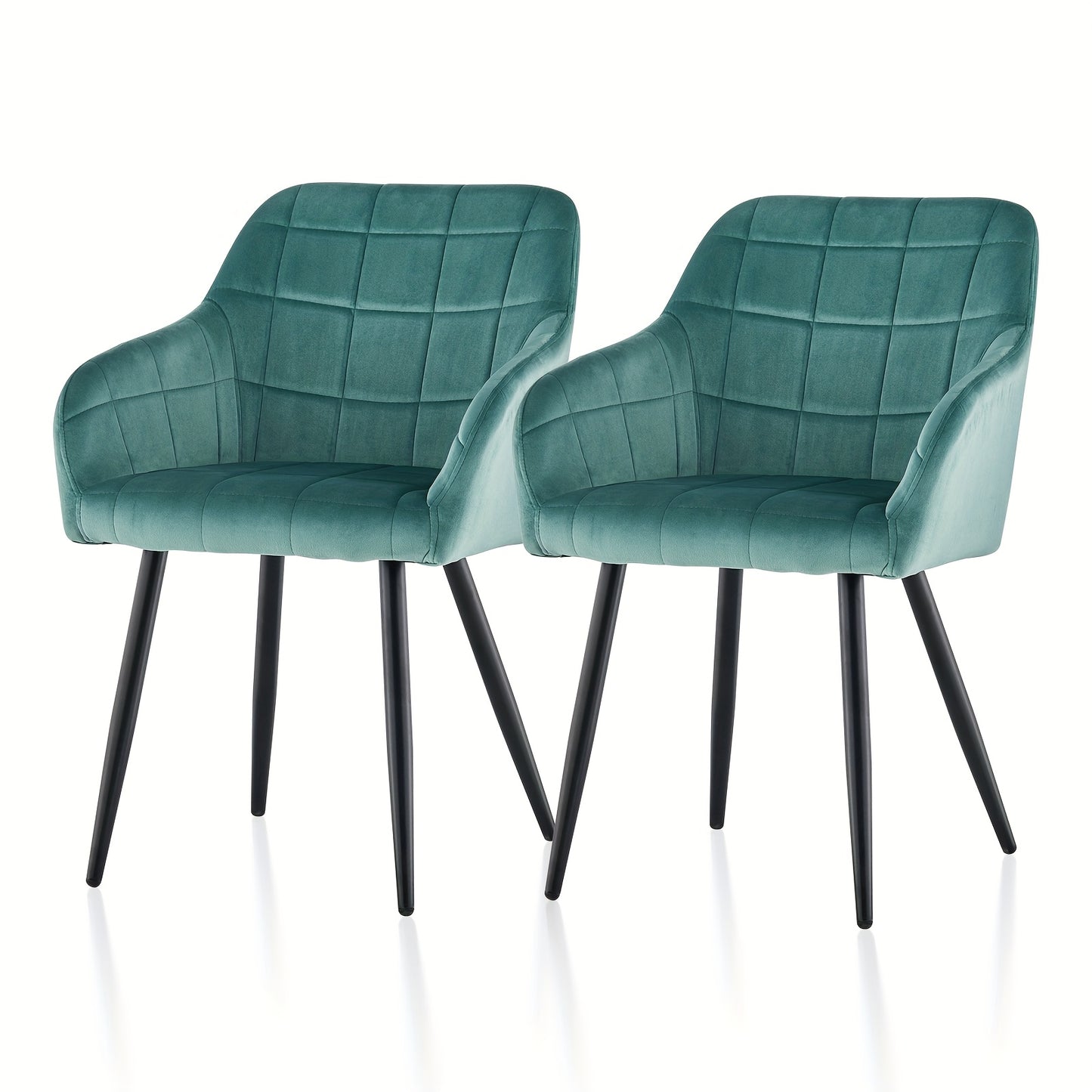 Velvet Eetkamerstoelen – Stoelen – Eetkamerstoelen Met Armleuning – Tubstoelen – Lounge Stoelen – Set Van 2 Cyan – Zachte Velvet Bekleding – Ergonomisch Ontwerp Met Metalen Frame