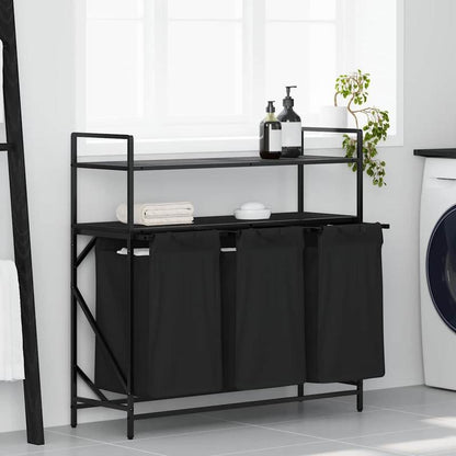 Wasbakje – Wastafel – Waskom – Spoelbak – Haarwasbak – 3-Vaks Wasmiddel Organizer – Dubbele Reken – Stevige Mesh Zakken – Klassiek Zwart