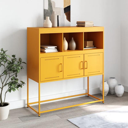 Sideboard 100.5x39x107cm steel mustard yellow Practical and removable